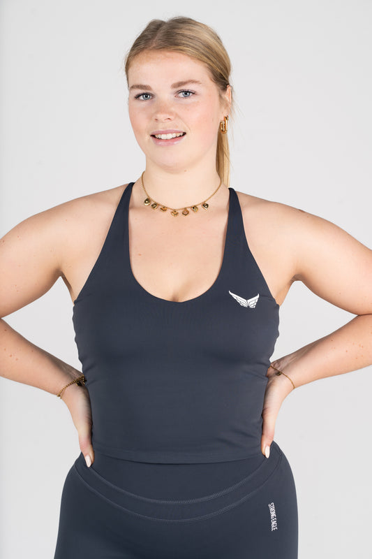 Strive Cross Back Top - Sky Grey