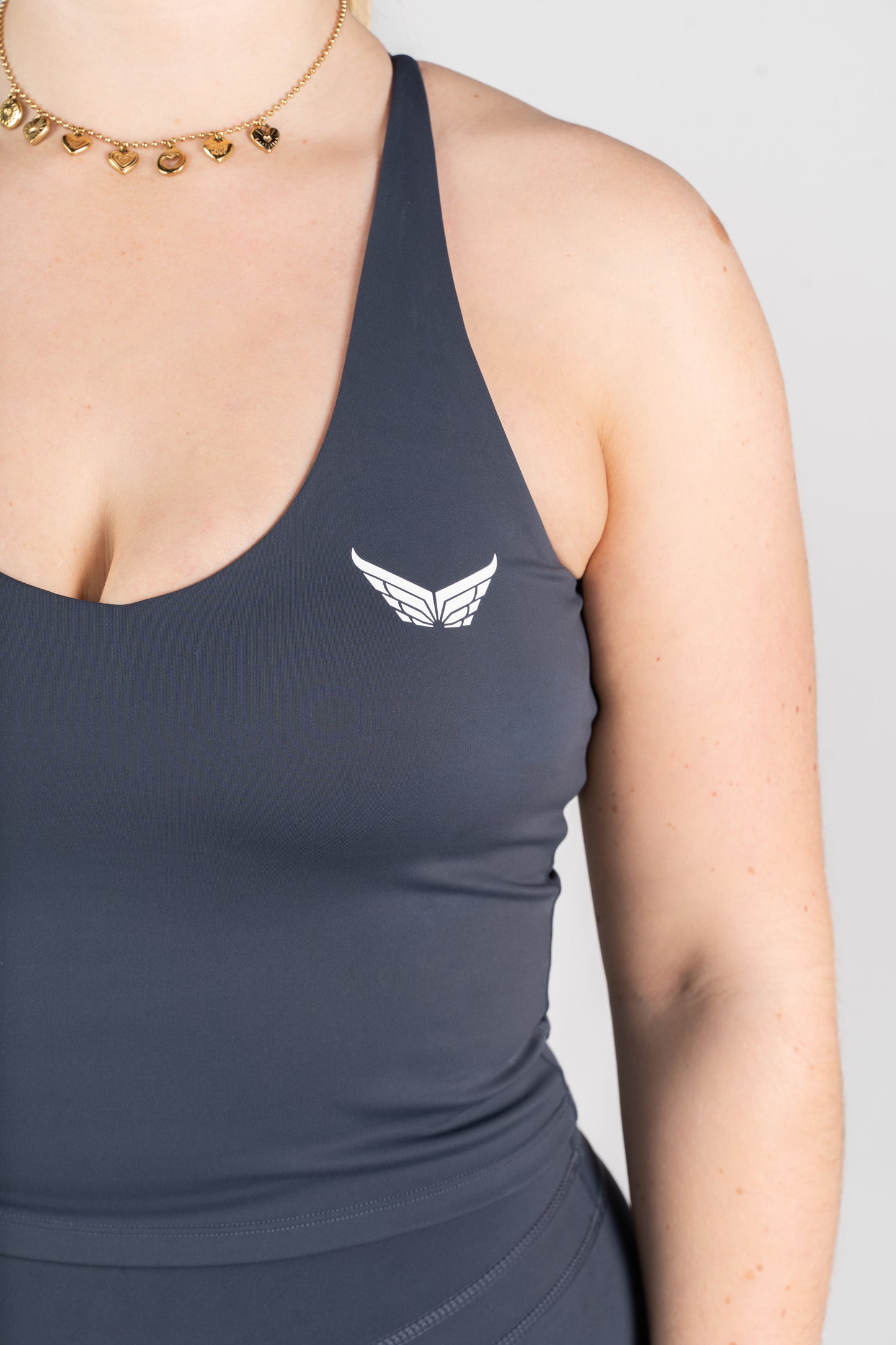 Strive Cross Back Top - Sky Grey