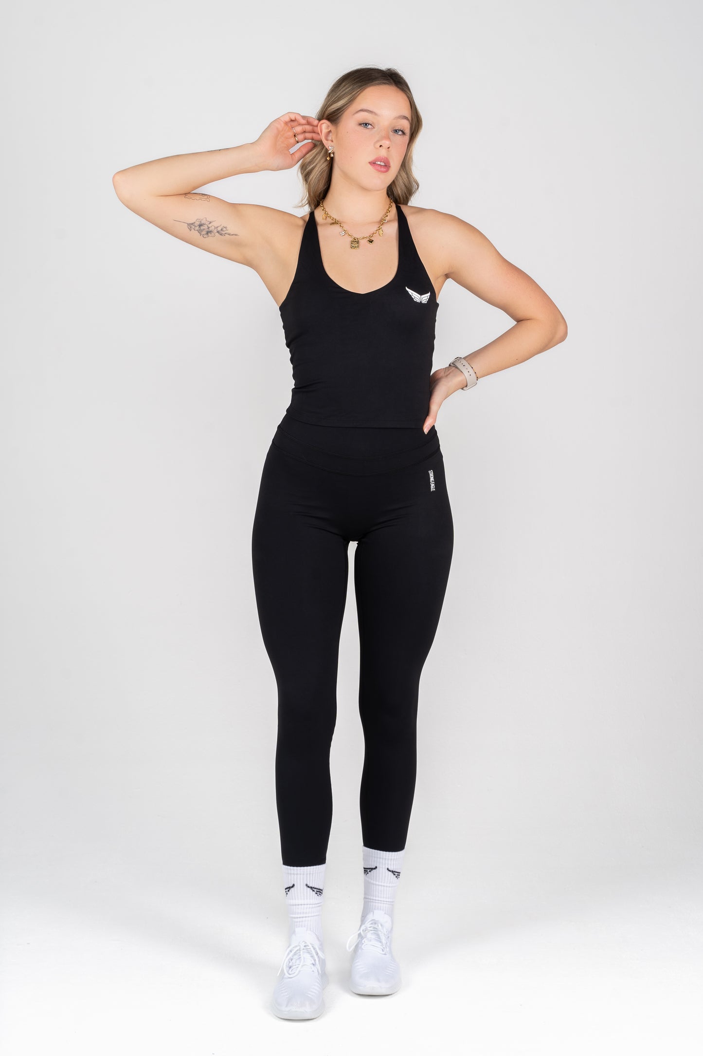 Strive Cross Back Top - Charcoal Black
