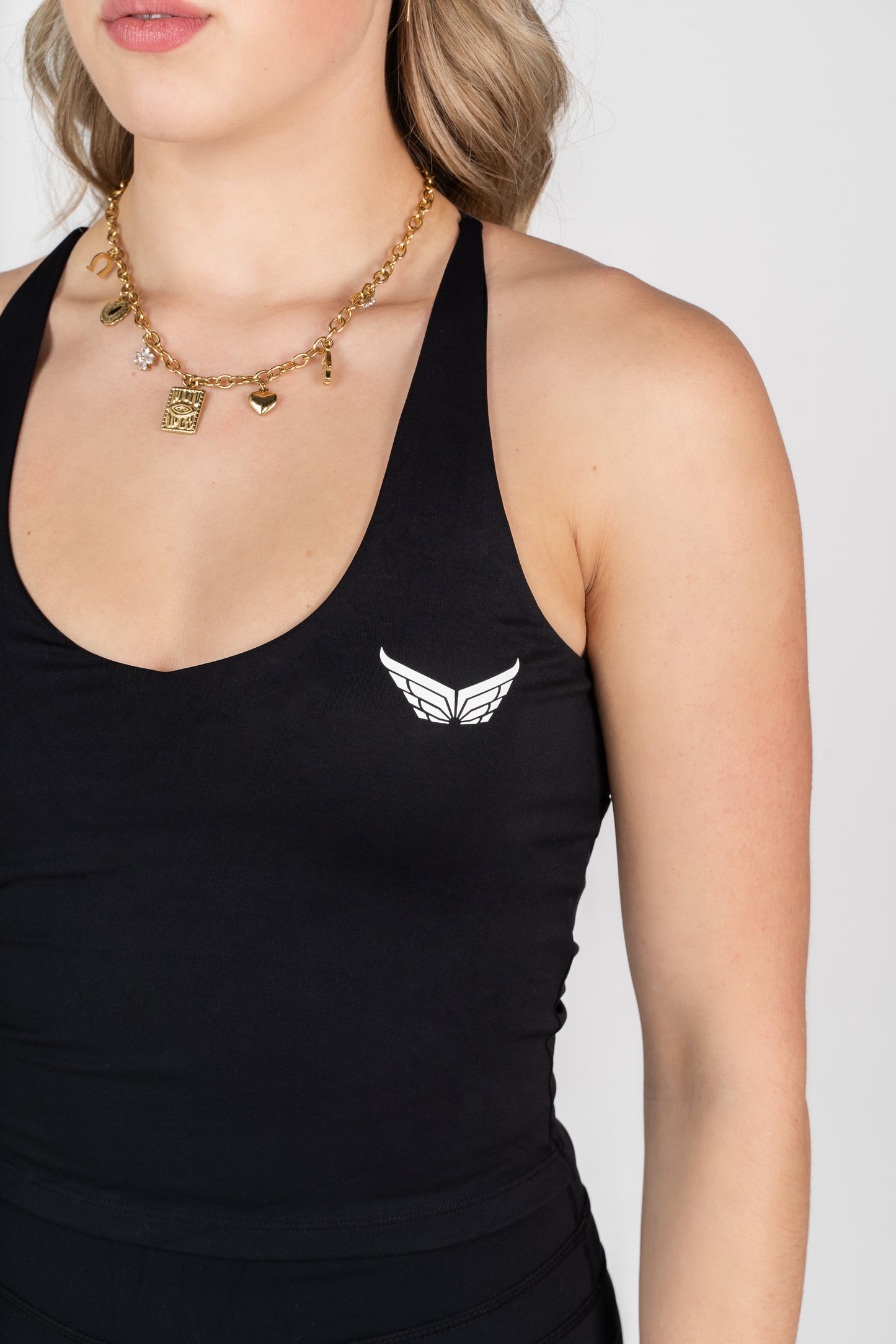 Strive Cross Back Top - Charcoal Black