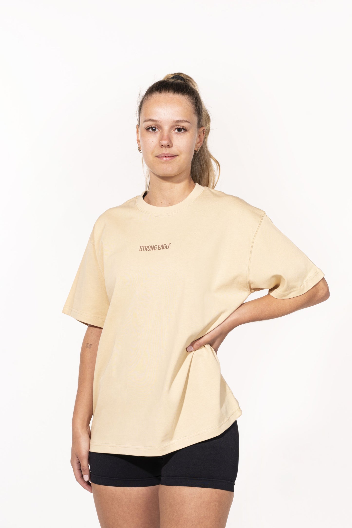 Graphic Oversized T-Shirt - BEIGE