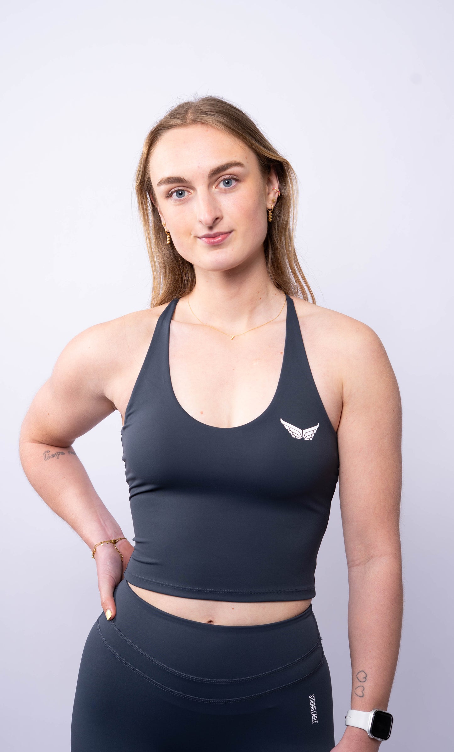 Strive Cross Back Top - Sky Grey