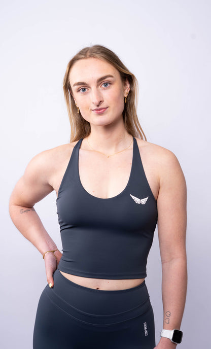 Strive Cross Back Top - Sky Grey