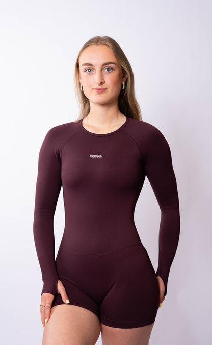 SCULPT LONG SLEEVE ONE PIECE - ESPRESSO